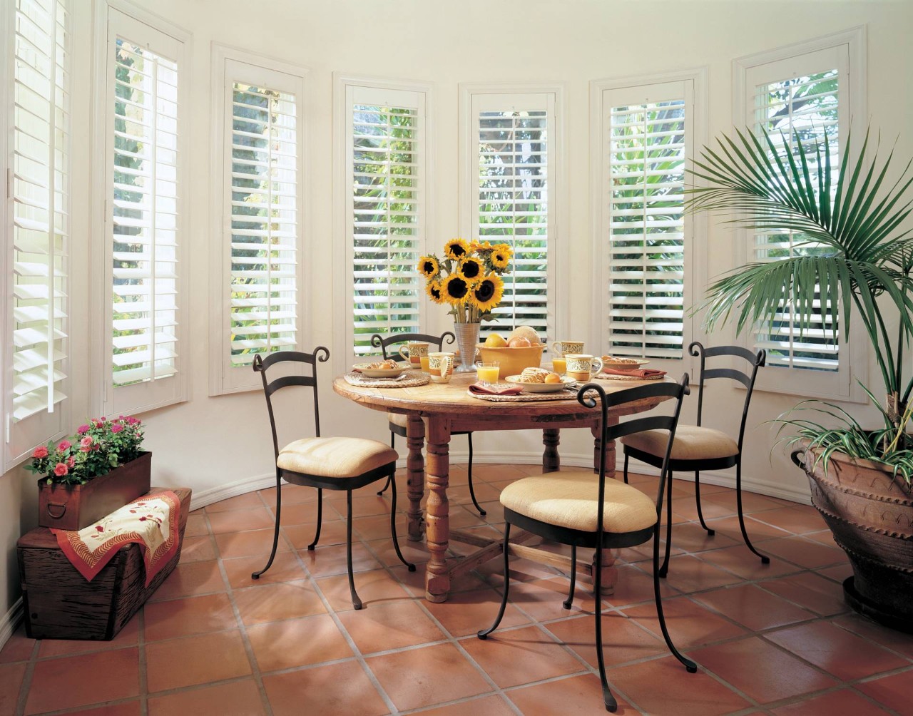 Hunter Douglas white shutters in a kitchen near Kalaheo, HI