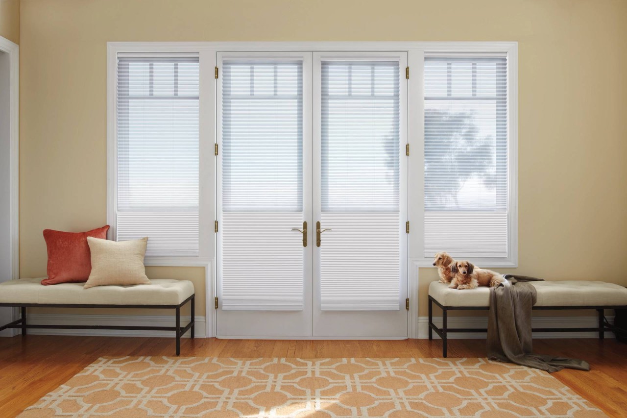 Hunter Douglas Duette® Cellular Shades on French door sidelights near Kaleheo, Hawaii (HI)