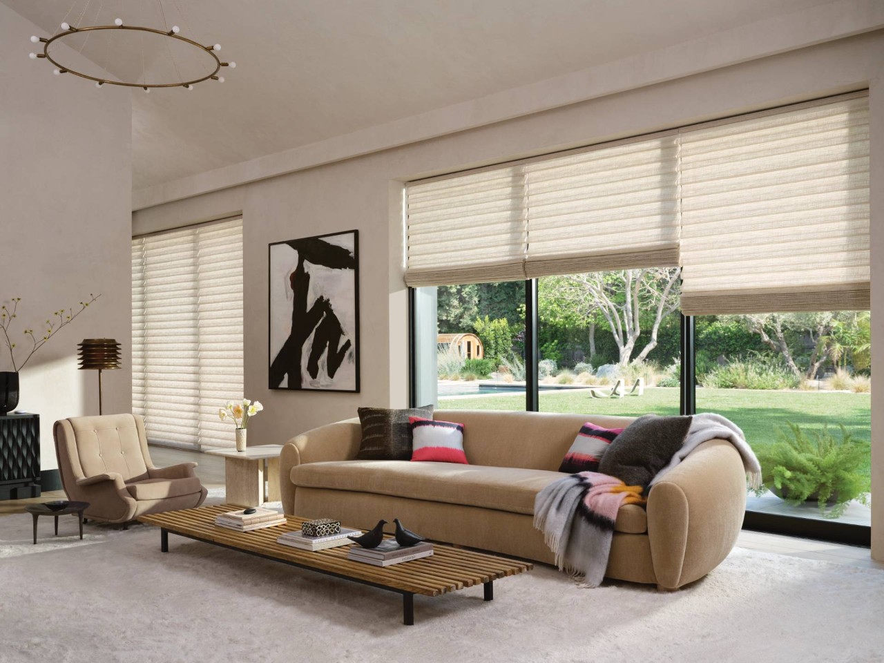 Hunter Douglas Vignette® Roman Shades in a living room near Kalaheo, Hawaii (HI) 